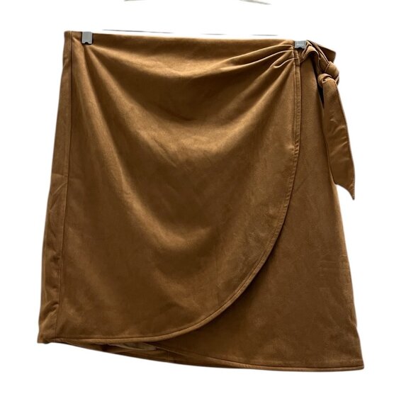 LOFT Faux Wrap Skirt Carmel Color Side Tie Size 14 - Picture 1 of 15